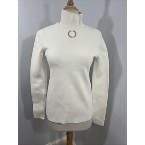 Estella McCartney Sweatshirt Womens 6 Ivory Turtleneck Ring Detai Y2K Italy Made